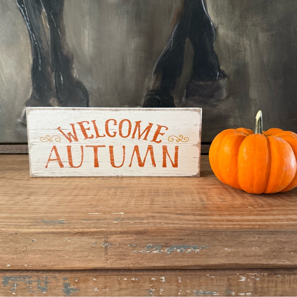 Welcome Autumn Wood Tabletop Sign Fall Decorative Decor